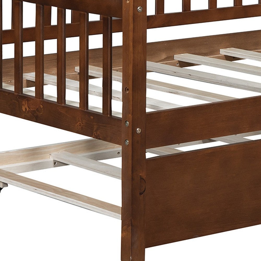 Walnut Wood Twin Daybed Frame With Trundle