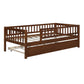 Walnut Wood Twin Daybed Frame With Trundle