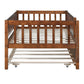 Walnut Wood Twin Daybed Frame With Trundle