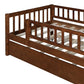 Walnut Wood Twin Daybed Frame With Trundle