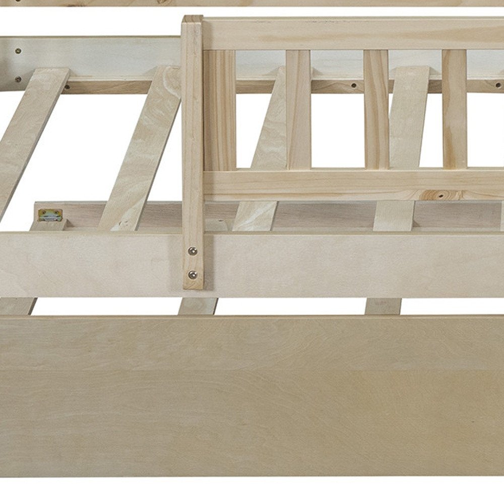 Natural Wood Twin Daybed Frame With Trundle