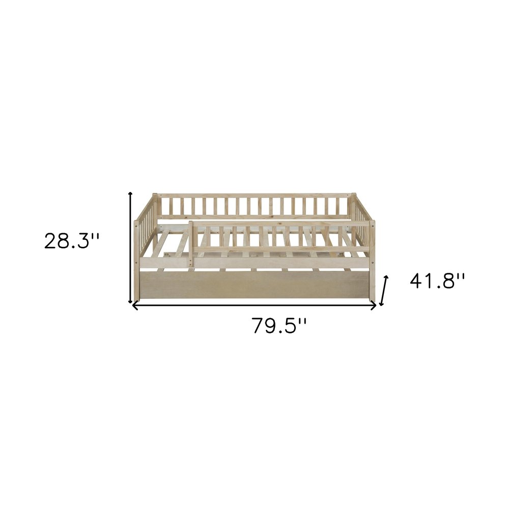 Natural Wood Twin Daybed Frame With Trundle