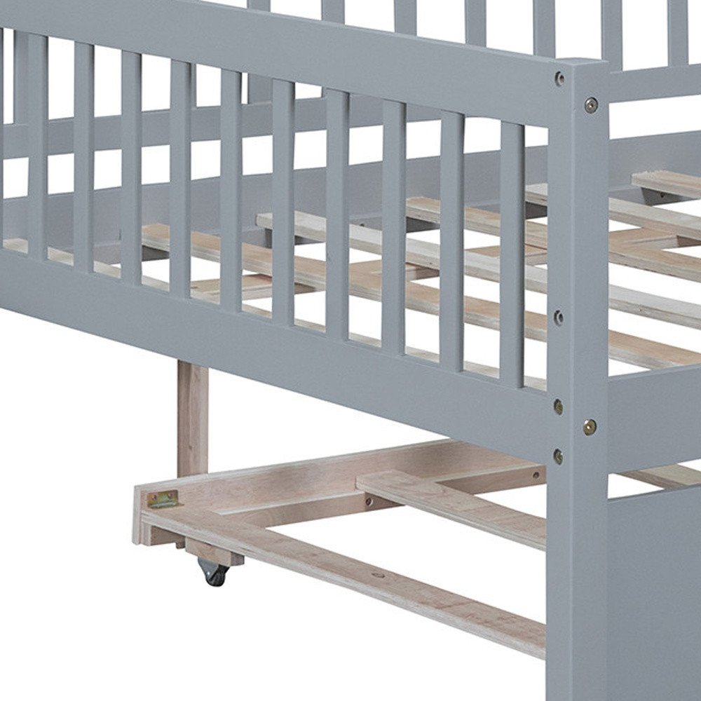 Gray Wood Full Daybed Frame With Trundle