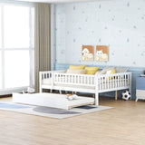 White Wood Full Daybed Frame With Trundle