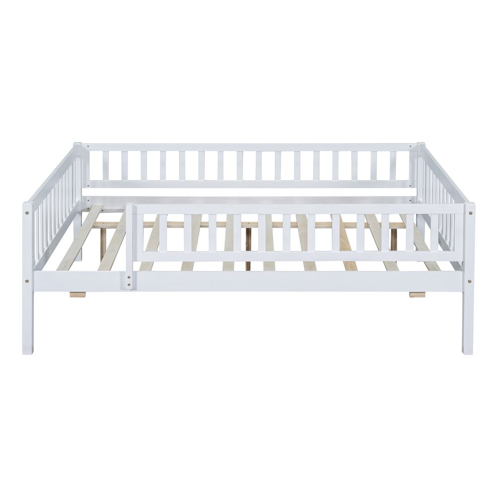 White Wood Full Daybed Frame With Trundle