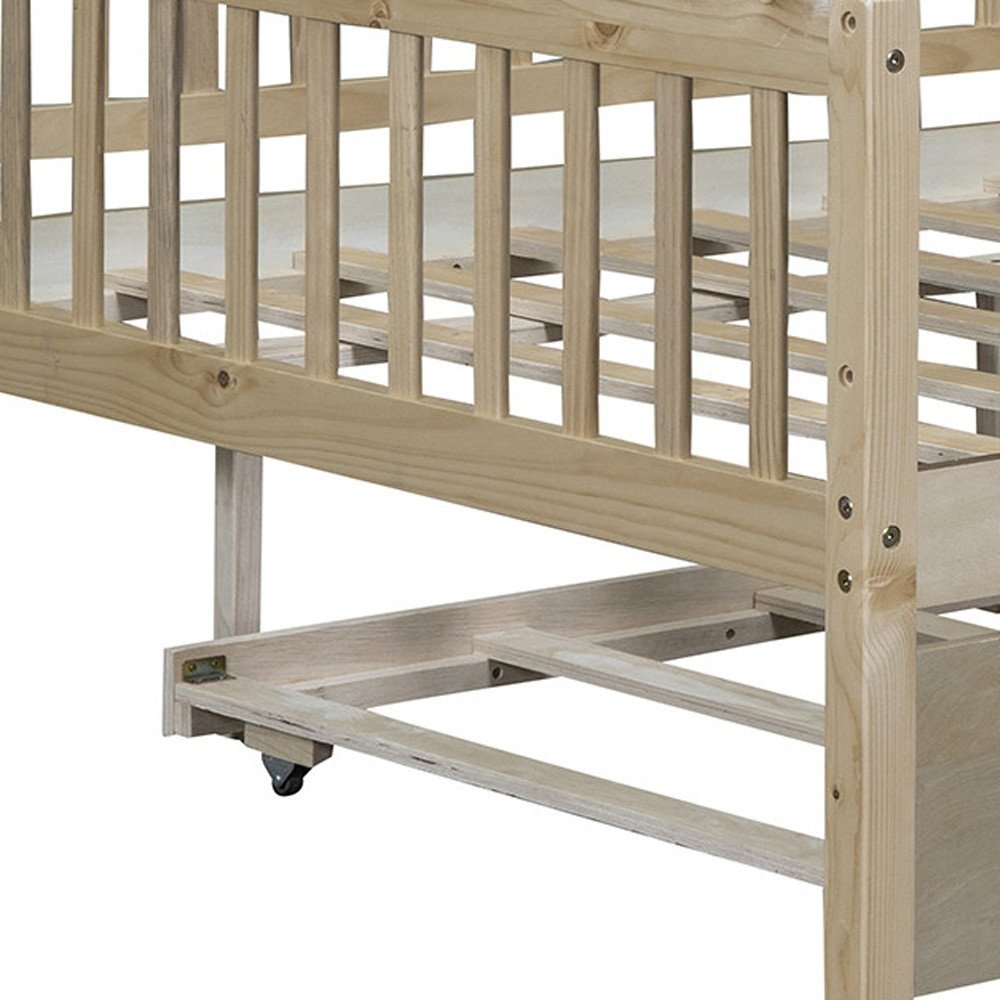 Natural Wood Full Daybed Frame With Trundle
