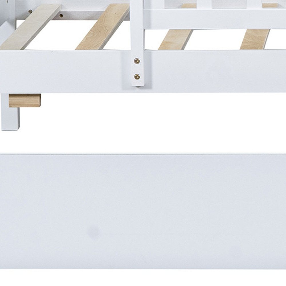 White Wood Twin Daybed Frame With Drawers