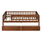 Walnut Wood Twin Daybed Frame With Drawers