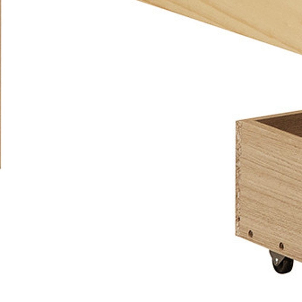 Natural Wood Twin Daybed Frame With Drawers