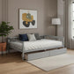 Gray Wood Full Daybed Frame With Drawers