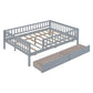 Gray Wood Full Daybed Frame With Drawers