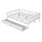 White Wood Full Daybed Frame With Drawers