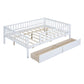 White Wood Full Daybed Frame With Drawers
