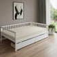 White Wood Full Daybed Frame With Drawers