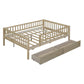 Natural Wood Full Daybed Frame With Drawers