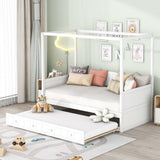 White Wood Twin Daybed Frame With Trundle