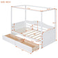 White Wood Twin Daybed Frame With Drawers