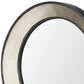 22" Champagne And Dark Brown Metal And Solid Wood Round Framed Accent Mirror