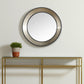 22" Champagne And Dark Brown Metal And Solid Wood Round Framed Accent Mirror