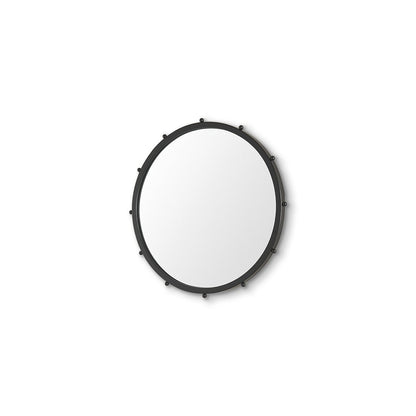25" Black Metal Beaded Round Framed Accent Mirror