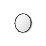 25" Black Metal Beaded Round Framed Accent Mirror