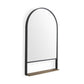40" Black Metal Arch Framed Accent Mirror With Shelf