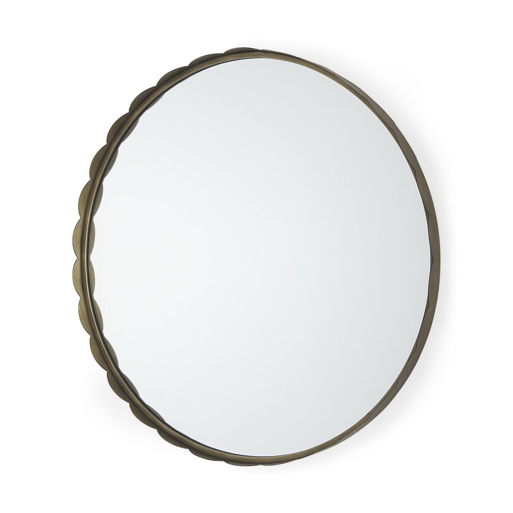 30" Gold Metal Scalloped Framed Accent Mirror