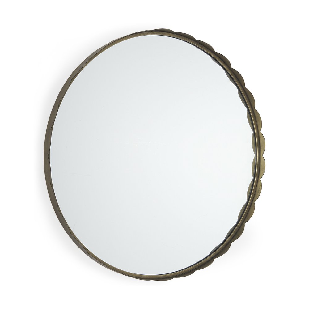 30" Gold Metal Scalloped Framed Accent Mirror