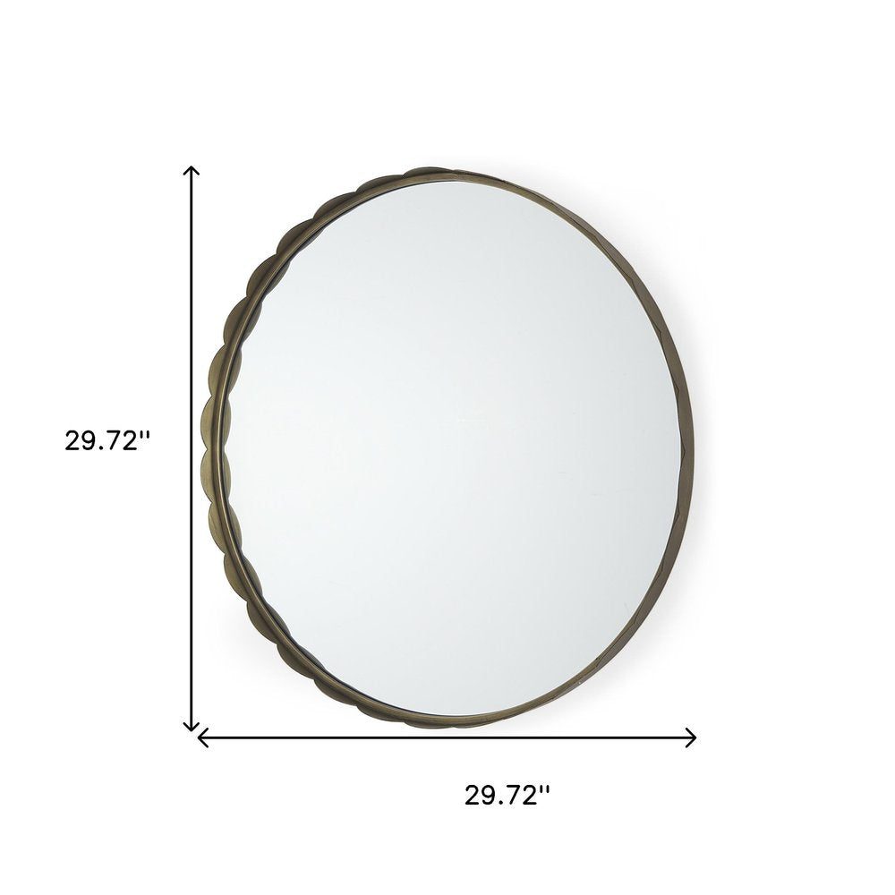 30" Gold Metal Scalloped Framed Accent Mirror