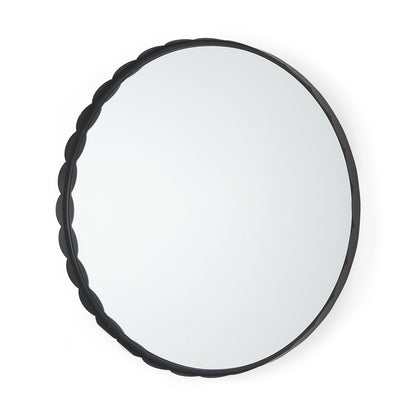 30" Black Metal Scalloped Framed Accent Mirror