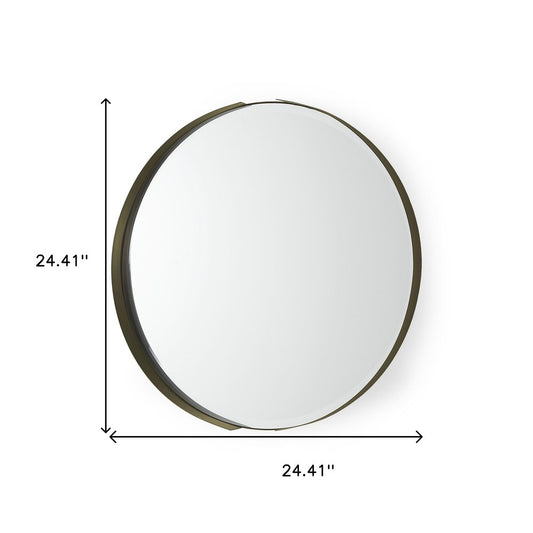 24" Gold Metal Round Framed Accent Mirror