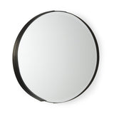 24" Black Metal Round Framed Accent Mirror