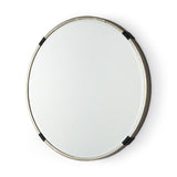 24" Gold And Black Metal Round Framed Accent Mirror