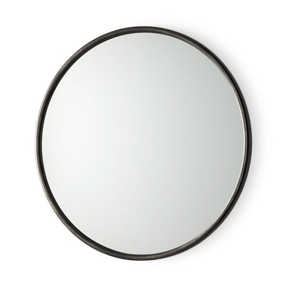 36" Black Metal Round Framed Accent Mirror