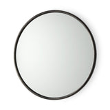 36" Black Metal Round Framed Accent Mirror