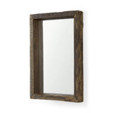 18" Brown Solid Wood Framed Accent Mirror