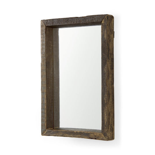 18" Brown Solid Wood Framed Accent Mirror