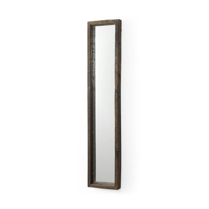 59" Brown Solid Wood Framed Accent Mirror