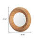 30" Brown Solid Wood Faceted And Beaded Round Framed Accent Mirror