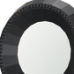 30" Black Solid Wood Faceted And Beaded Round Framed Accent Mirror