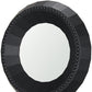 30" Black Solid Wood Faceted And Beaded Round Framed Accent Mirror