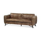 84" Dark Brown Rustic Leather Sofa