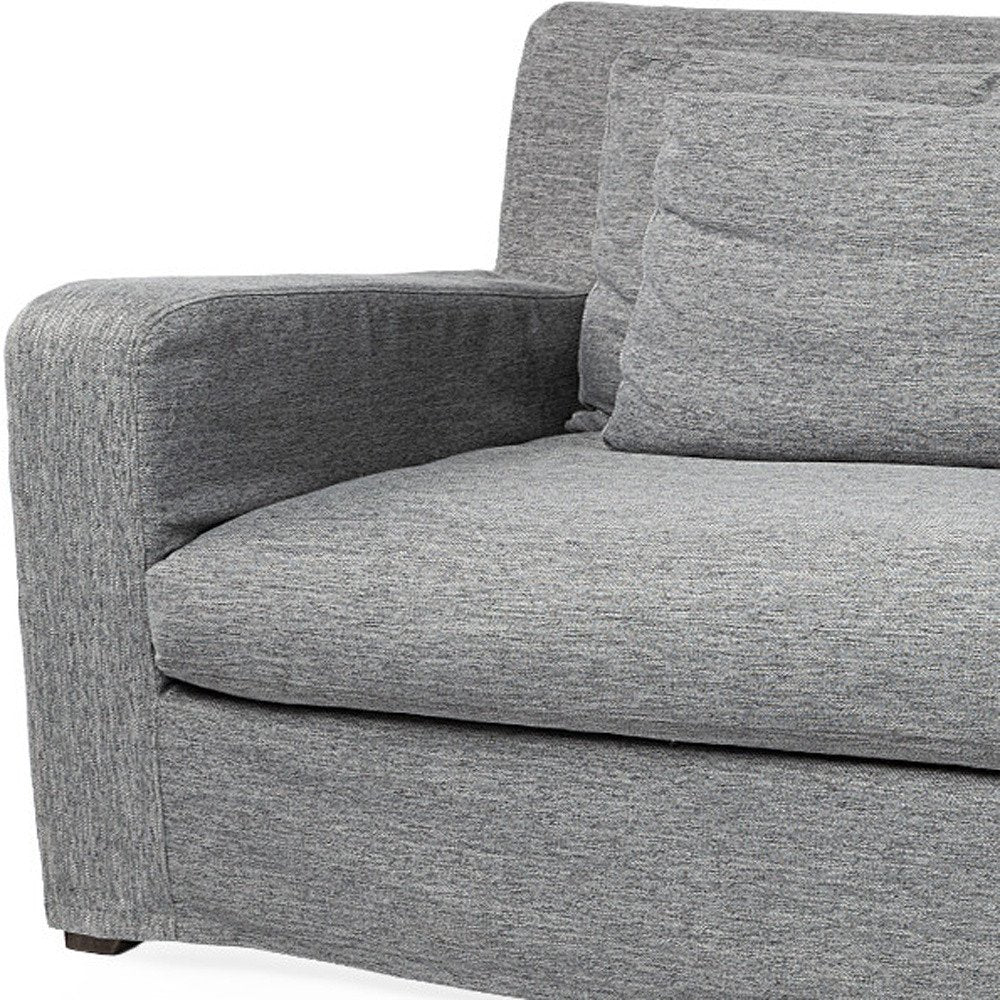 93" Dark Gray Slipcovered Fabric Sofa With Toss Pillows