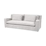 93" Light Gray Slipcovered Fabric Sofa With Toss Pillows