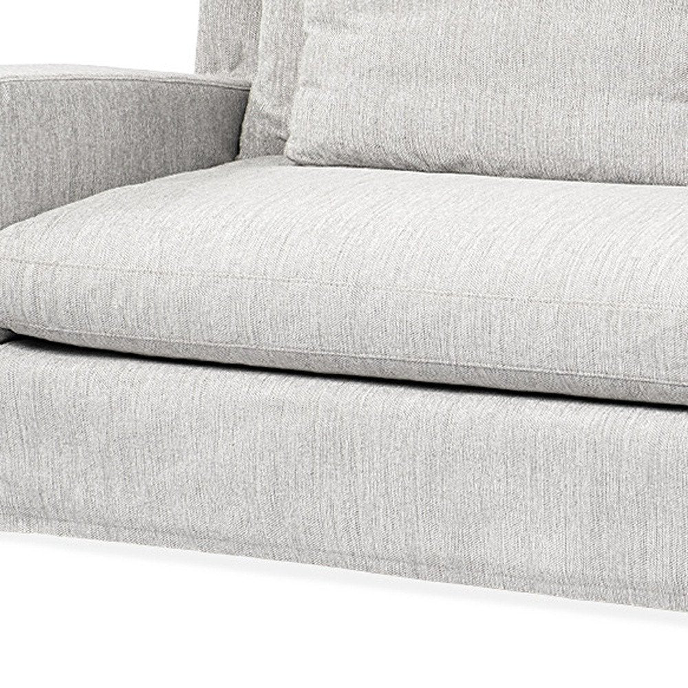 93" Light Gray Slipcovered Fabric Sofa With Toss Pillows