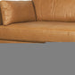 88" Tan Leather Sofa And Toss Pillows With Brown Legs
