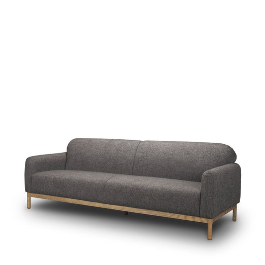 90" Gray Fabric Sofa With Brown Legs