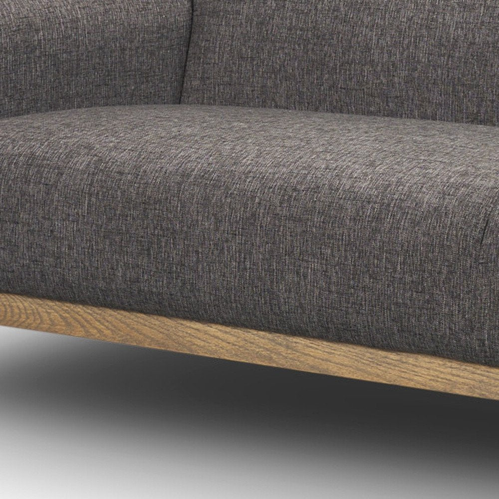 90" Gray Fabric Sofa With Brown Legs