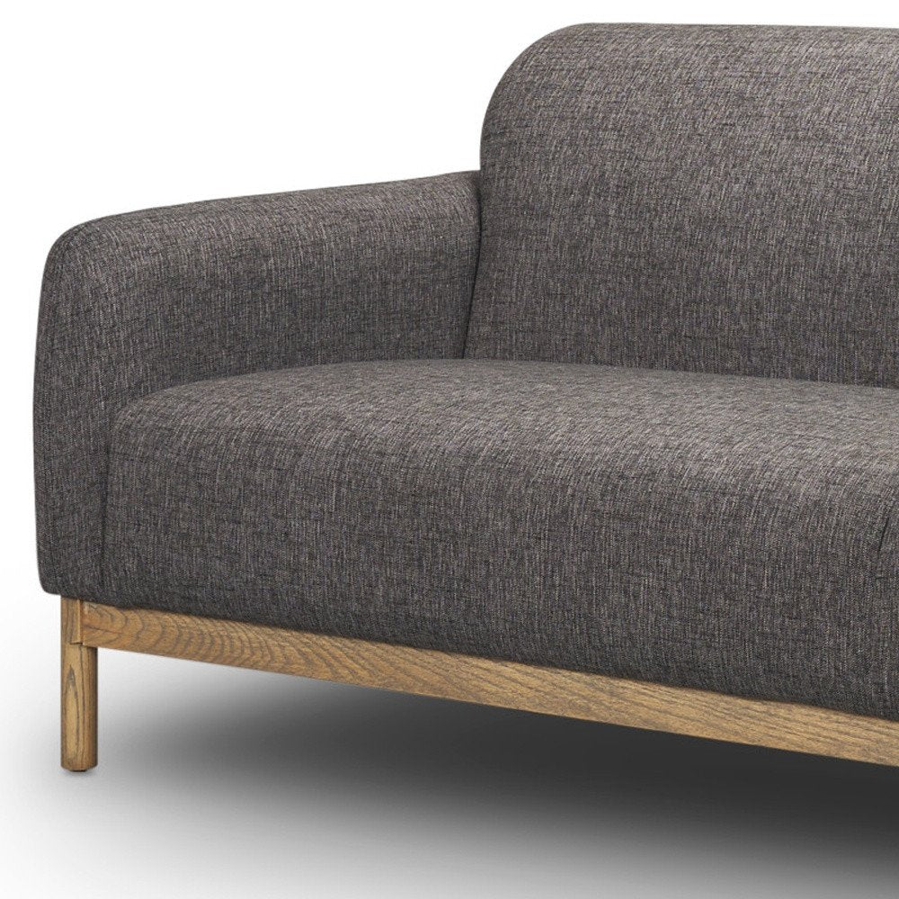 90" Gray Fabric Sofa With Brown Legs