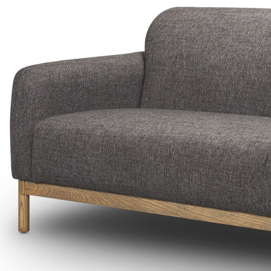 90" Gray Fabric Sofa With Brown Legs